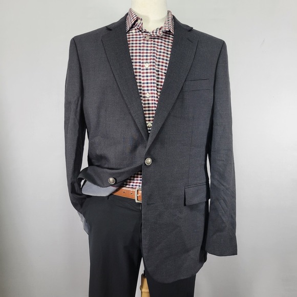 Stafford Men's Sport Coat Blazer Two Button Charcoal Gray Wool Classic‎ Fit 44L